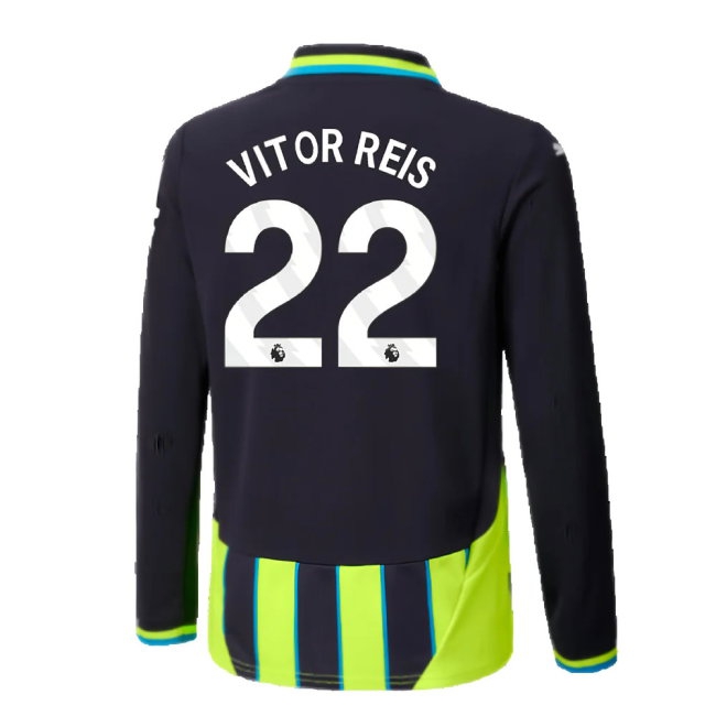 2024-2025 Man City Away Long Sleeve Shirt (Kids) (Vitor Reis 22) — Buy Now
