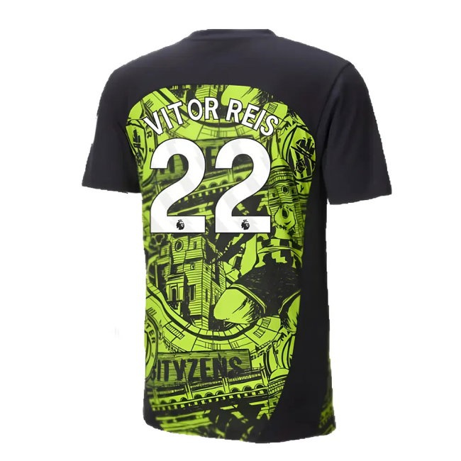 2024-2025 Man City Pre-Match Shirt (Yellow Glow) (Vitor Reis 22) — Shop Now
