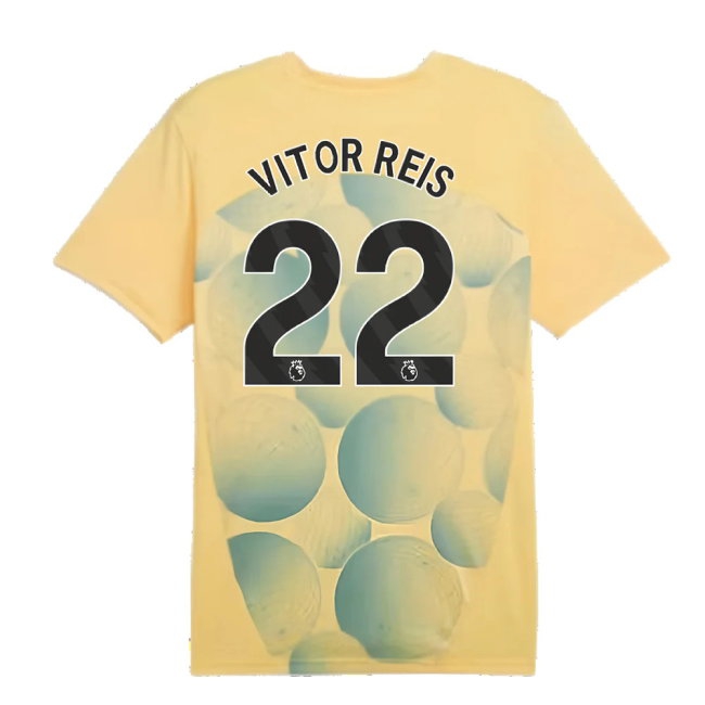 2024-2025 Man City Prematch SS Shirt (Flaxen) (Vitor Reis 22) — Shop Online