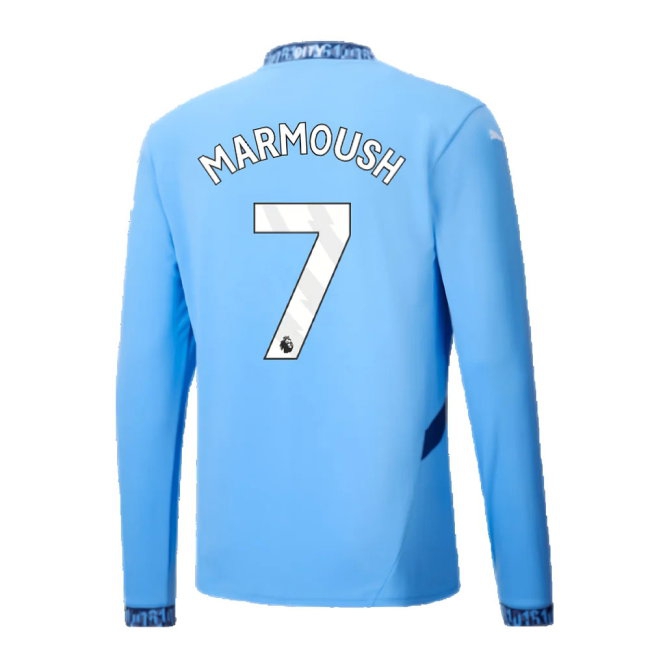 2024-2025 Man City Home Long Sleeve Shirt (Marmoush 7) — Shop Online