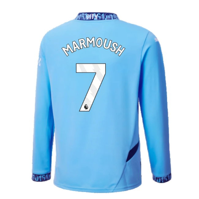 2024-2025 Man City Home Long Sleeve Shirt (Kids) (Marmoush 7) — Shop Online