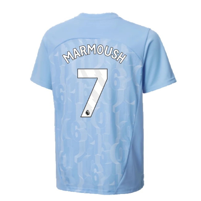 2024-2025 Man City Prematch SS Shirt (Light Blue) - Kids (Marmoush 7) — Buy Online