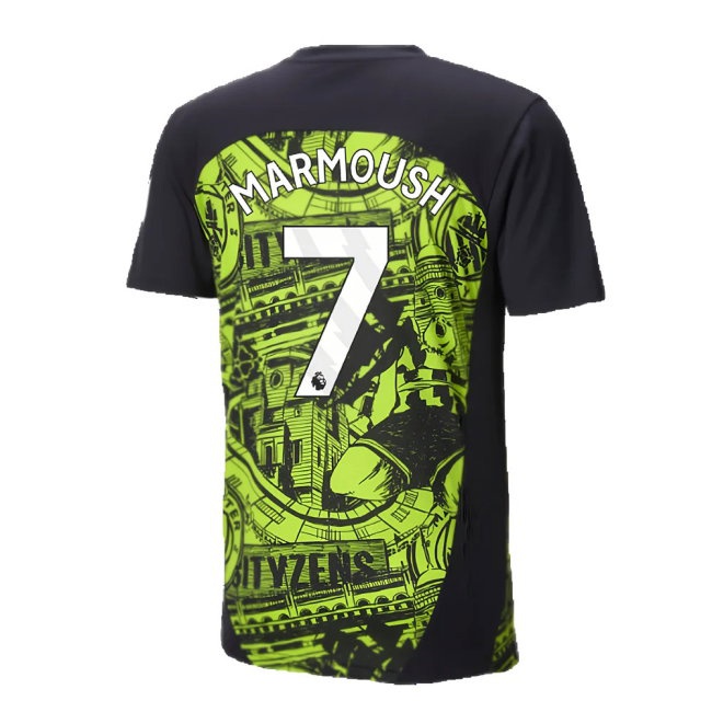 2024-2025 Man City Pre-Match Shirt (Yellow Glow) (Marmoush 7) — Shop Now