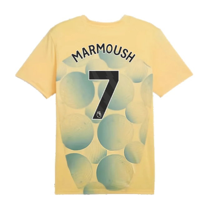 2024-2025 Man City Prematch SS Shirt (Flaxen) - Kids (Marmoush 7) — Shop Online