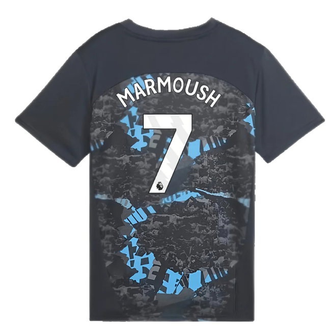 2024-2025 Man City Prematch SS Jersey (Strong Gray) - Kids (Marmoush 7) — Buy Now