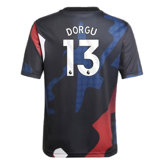 2024-2025 Man Utd Pre-Match Jersey (Black) - Kids (Dorgu 13) — Shop Online