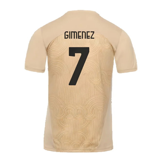2024-2025 AC Milan Pre-Match Shirt (Putty) (Gimenez 7) — Shop Online