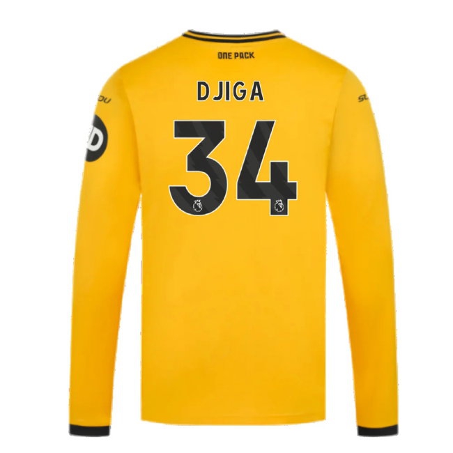 2024-2025 Wolves Long Sleeve Home Shirt (Djiga 34) — Shop Online