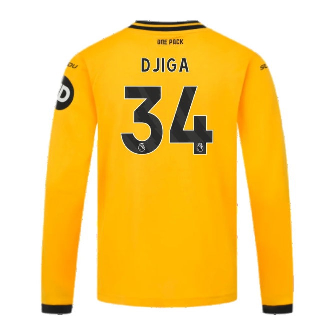 2024-2025 Wolves Long Sleeve Home Shirt (Kids) (Djiga 34) — Buy Now