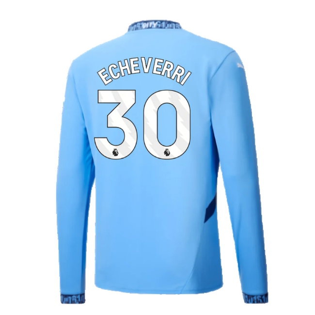 2024-2025 Man City Home Long Sleeve Shirt (Echeverri 30) — Shop Online