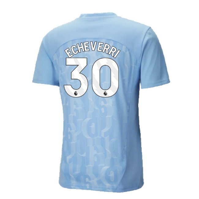 2024-2025 Man City Prematch SS Shirt (Light Blue) (Echeverri 30) — Shop Online