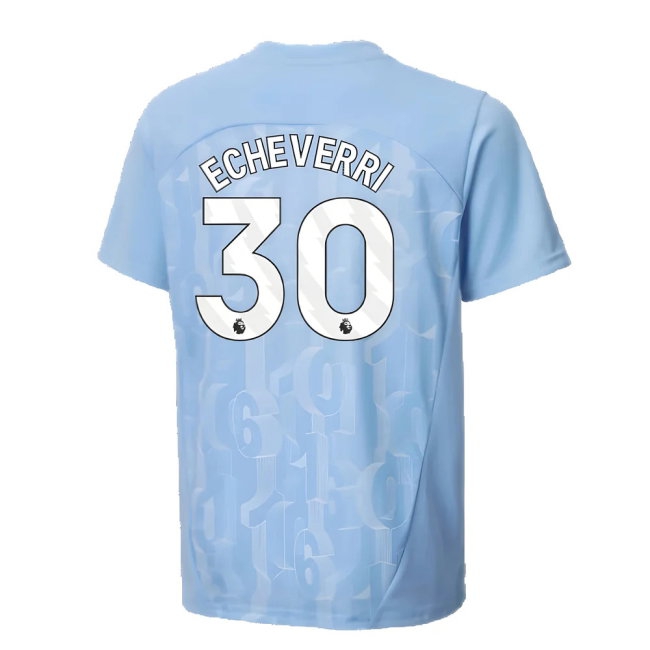 2024-2025 Man City Prematch SS Shirt (Light Blue) - Kids (Echeverri 30) — Buy Online