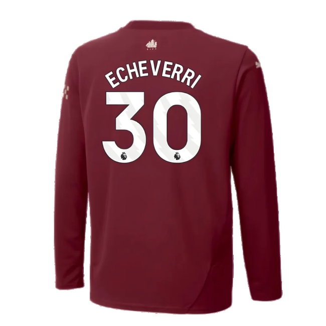 2024-2025 Man City Third Long Sleeve Shirt (Kids) (Echeverri 30) — Shop Online