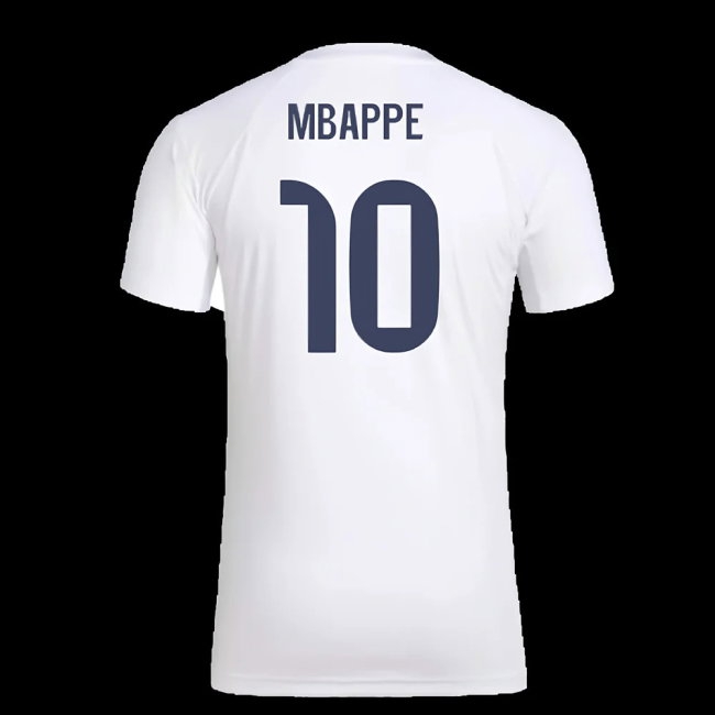 2025-2026 Real Madrid Seasonal Graphic Tee (White) (Mbappe 10) — Buy Online
