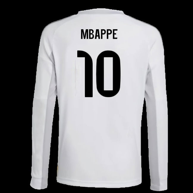 2025-2026 Real Madrid Long Sleeve Home Shirt (Kids) (Mbappe 10) — Buy Now