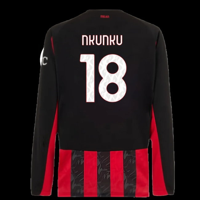 2025-2026 AC Milan Long Sleeve Home Shirt (Nkunku 18) — Buy Online