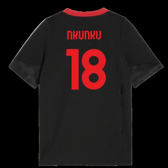 2025-2026 AC Milan Training Jersey (Black) - Kids (Nkunku 18) — Shop Now