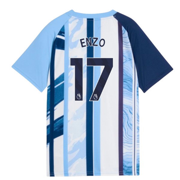 2026-2027 Man City Warm Up Jersey (White/Blazing Blue) - Kids (Enzo 17) — Buy Now