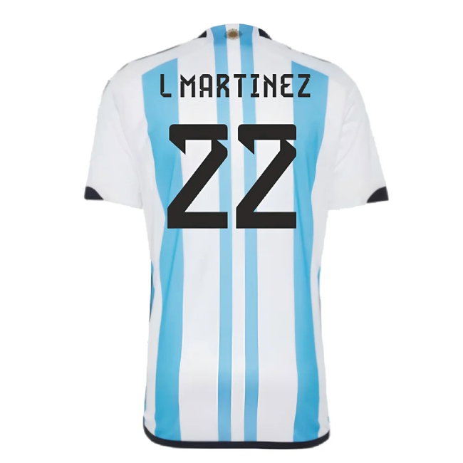 Argentina 2022 World Cup Winners Home Shirt (L MARTINEZ 22) — Buy Now