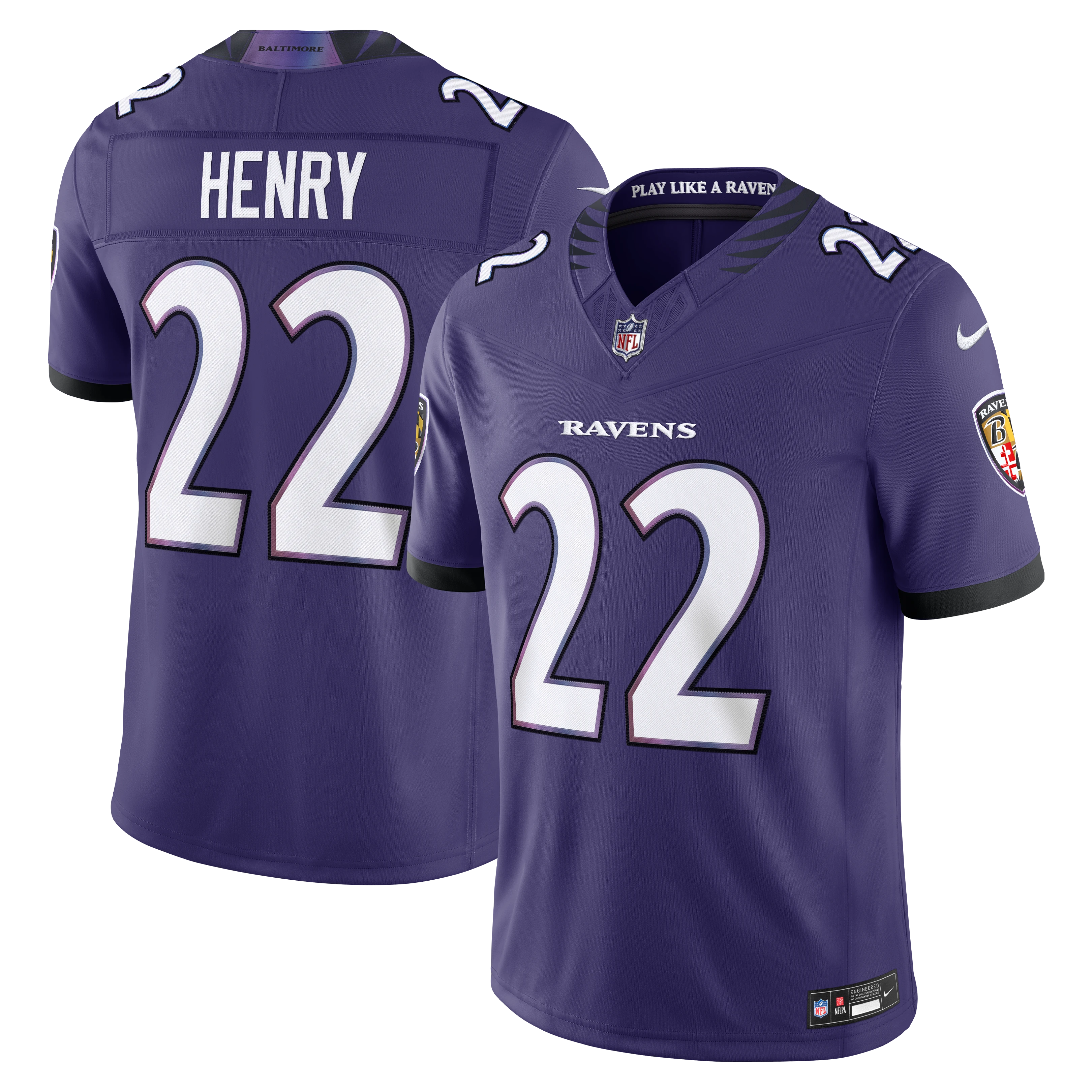 Derrick Henry Baltimore Ravens Team Vapor F.U.S.E. Stitched Limited Jersey - Purple