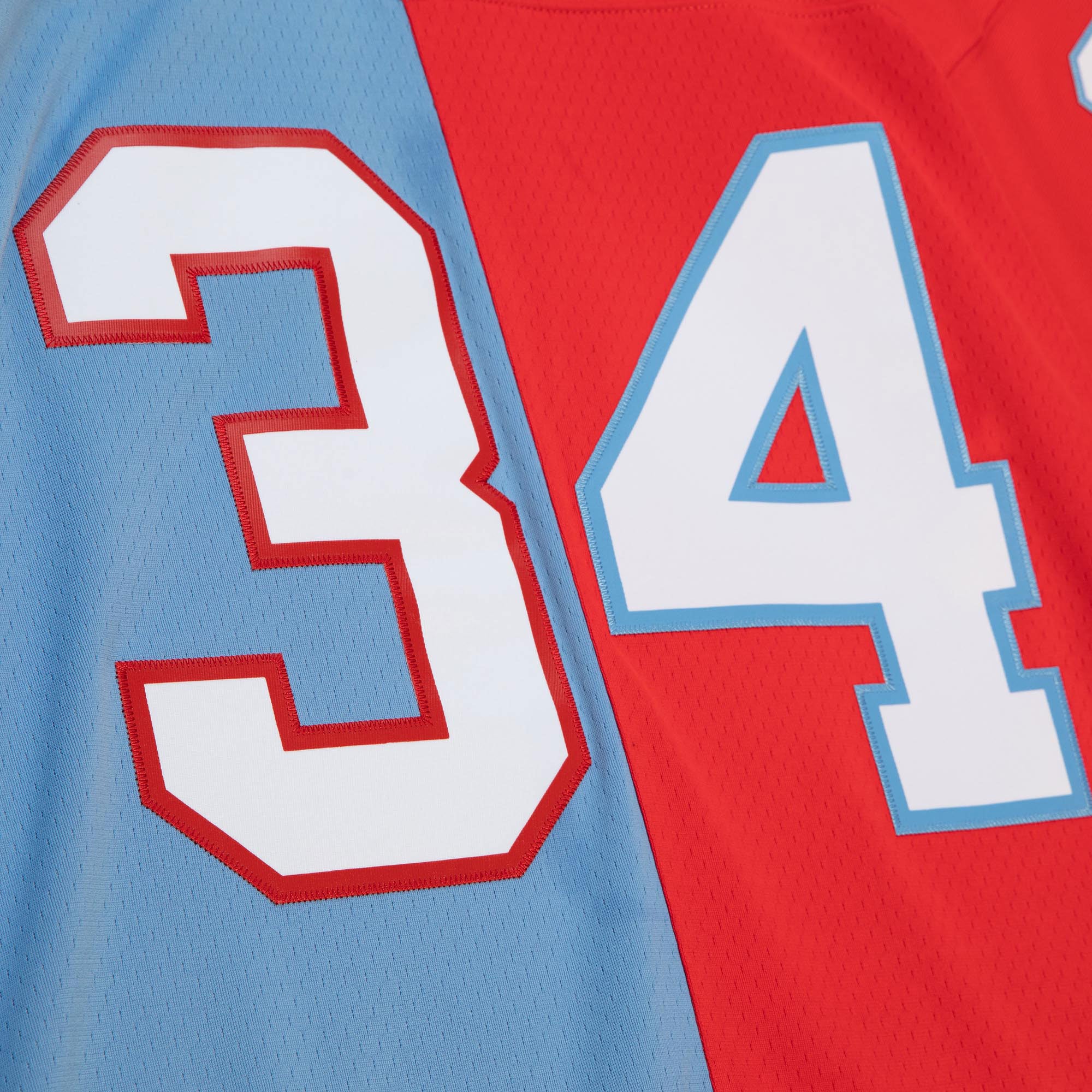 Men's Houston Oilers Earl Campbell Red/Light Blue Gridiron Classics 1980 Split Legacy Replica Jersey