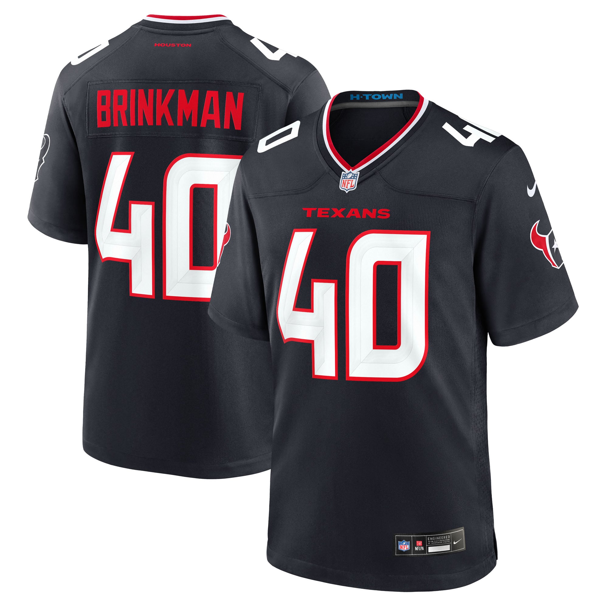 Men's Houston Texans Austin Brinkman Navy Team Game Jersey