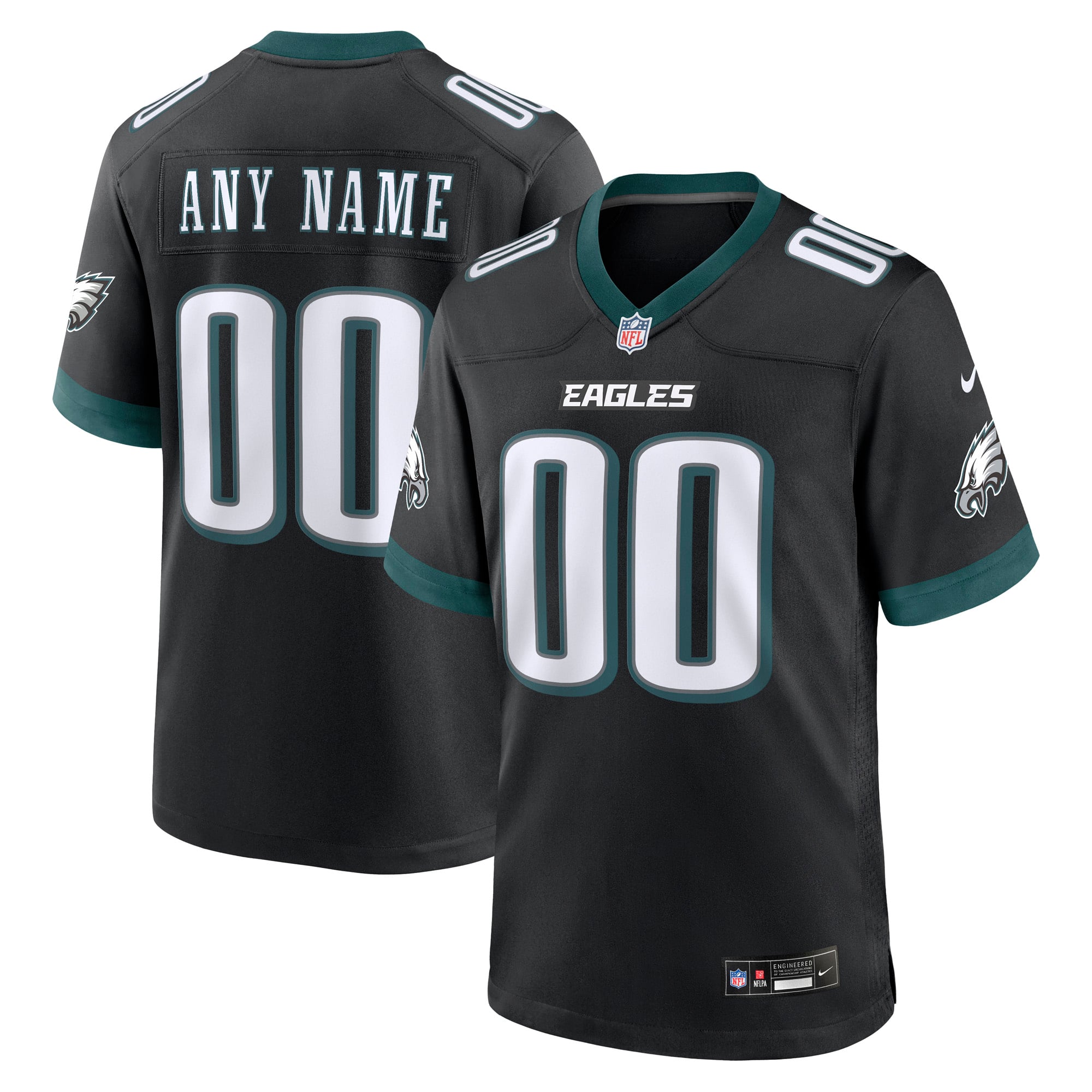 Men's Philadelphia Eagles Black Alternate Custom Game Jersey