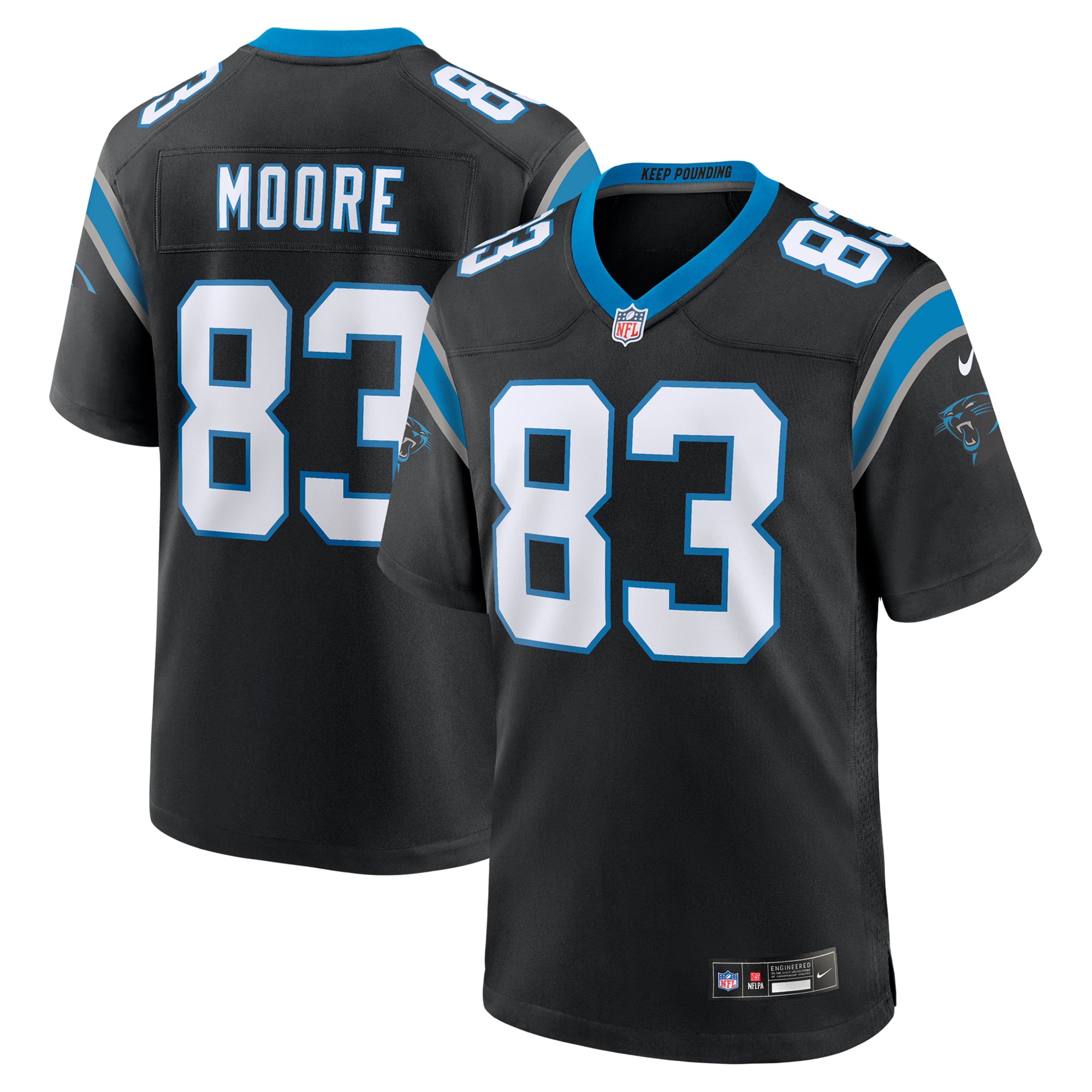Men's Carolina Panthers David Moore Black Game Jersey