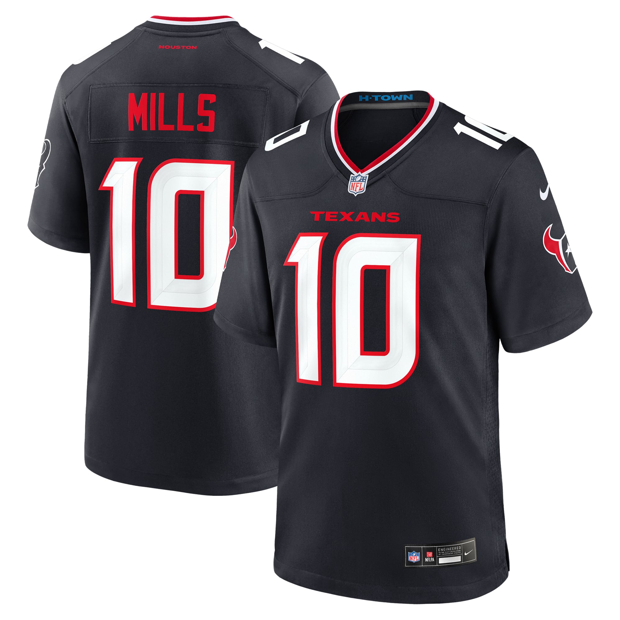 Men's Houston Texans Davis Mills Navy Team Game Jersey