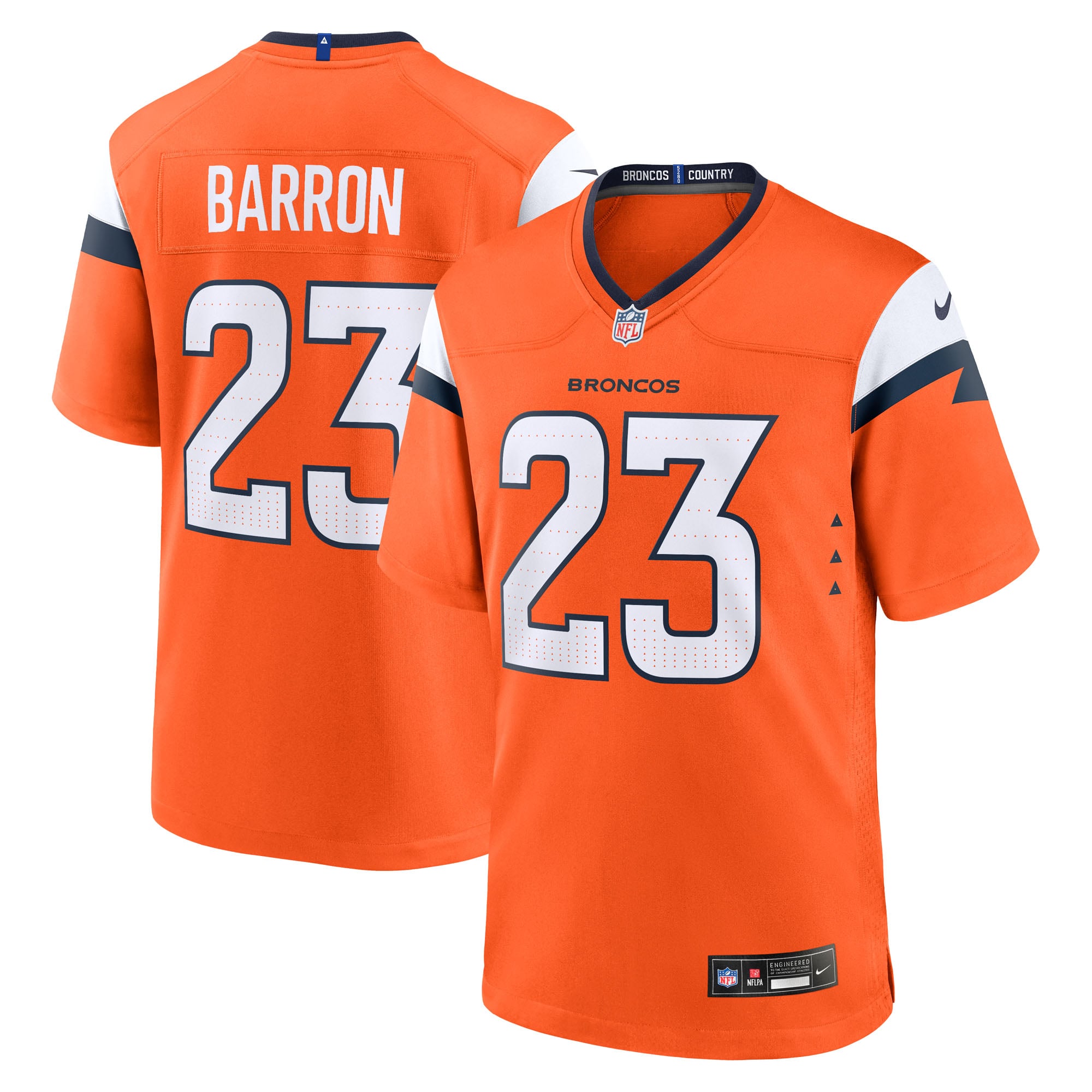 Men's Denver Broncos Jahdae Barron Orange Game Player Jersey