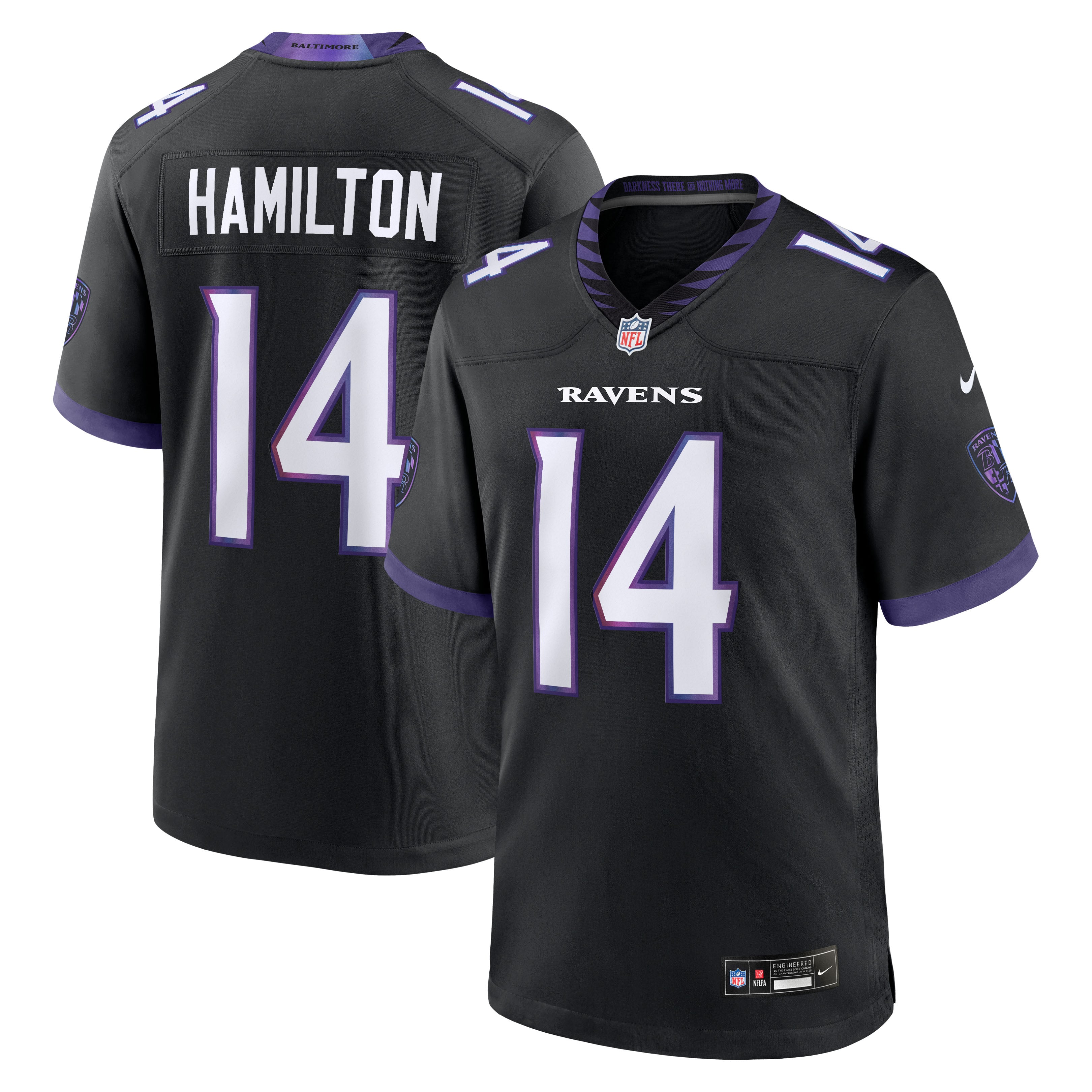 Men's Baltimore Ravens Kyle Hamilton Black Alternate Game Jersey