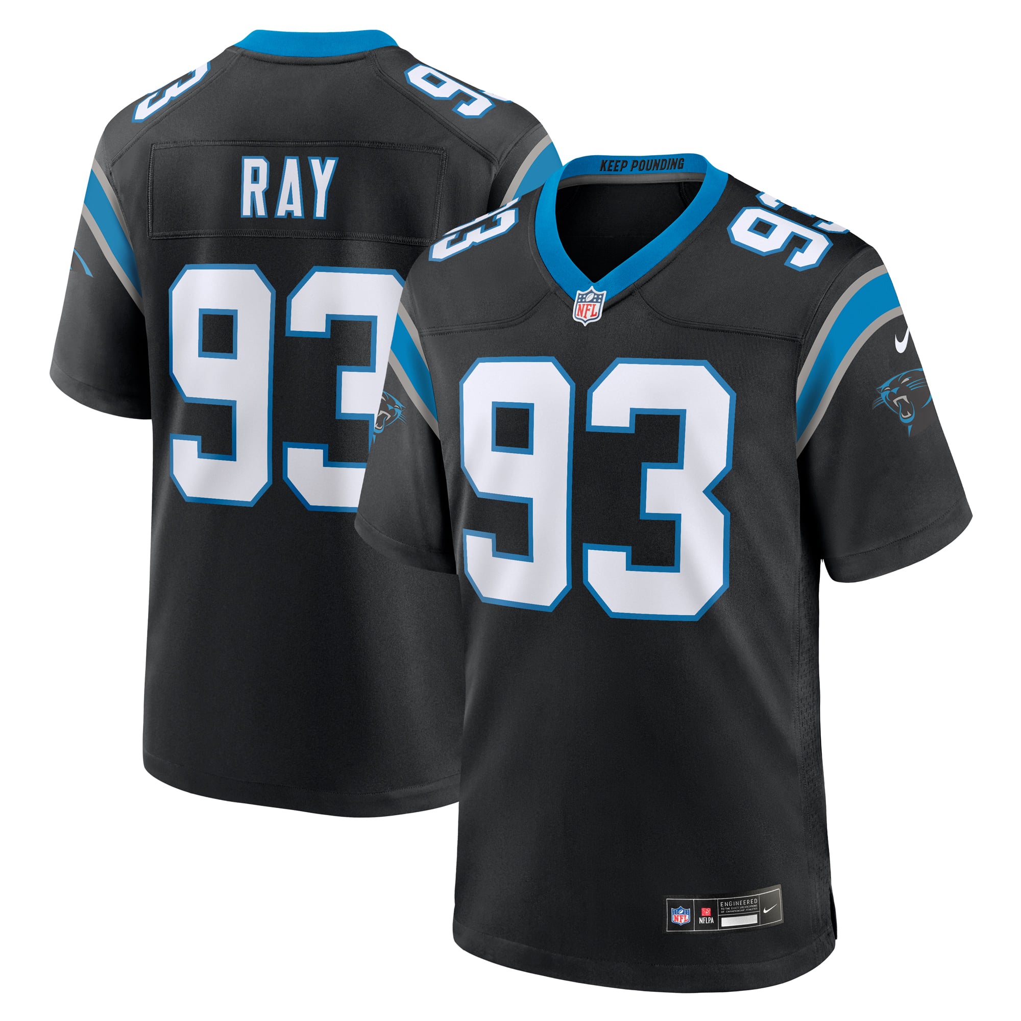 Men's Carolina Panthers LaBryan Ray Black Team Game Jersey