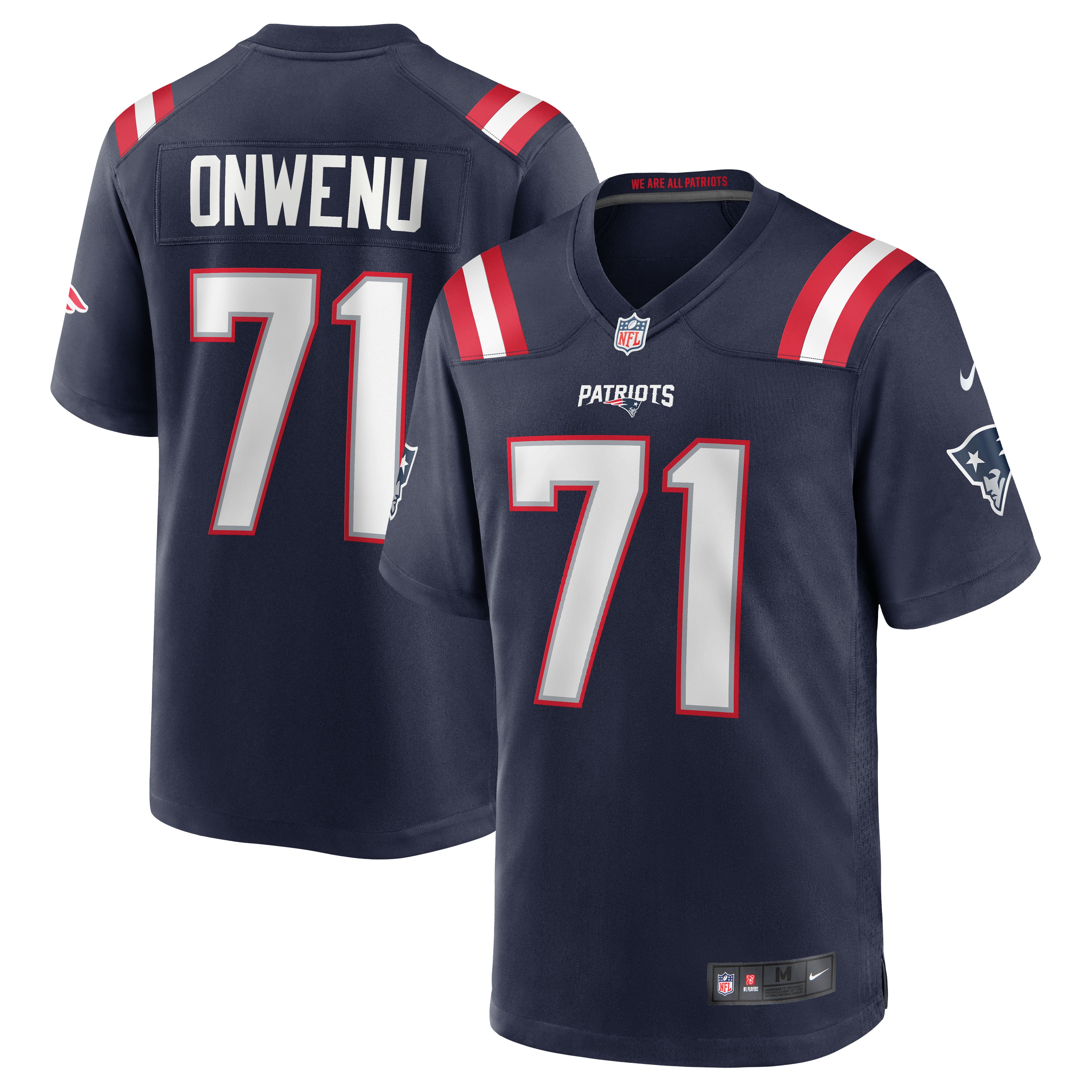 Men's New England Patriots Mike Onwenu Navy Team Game Jersey