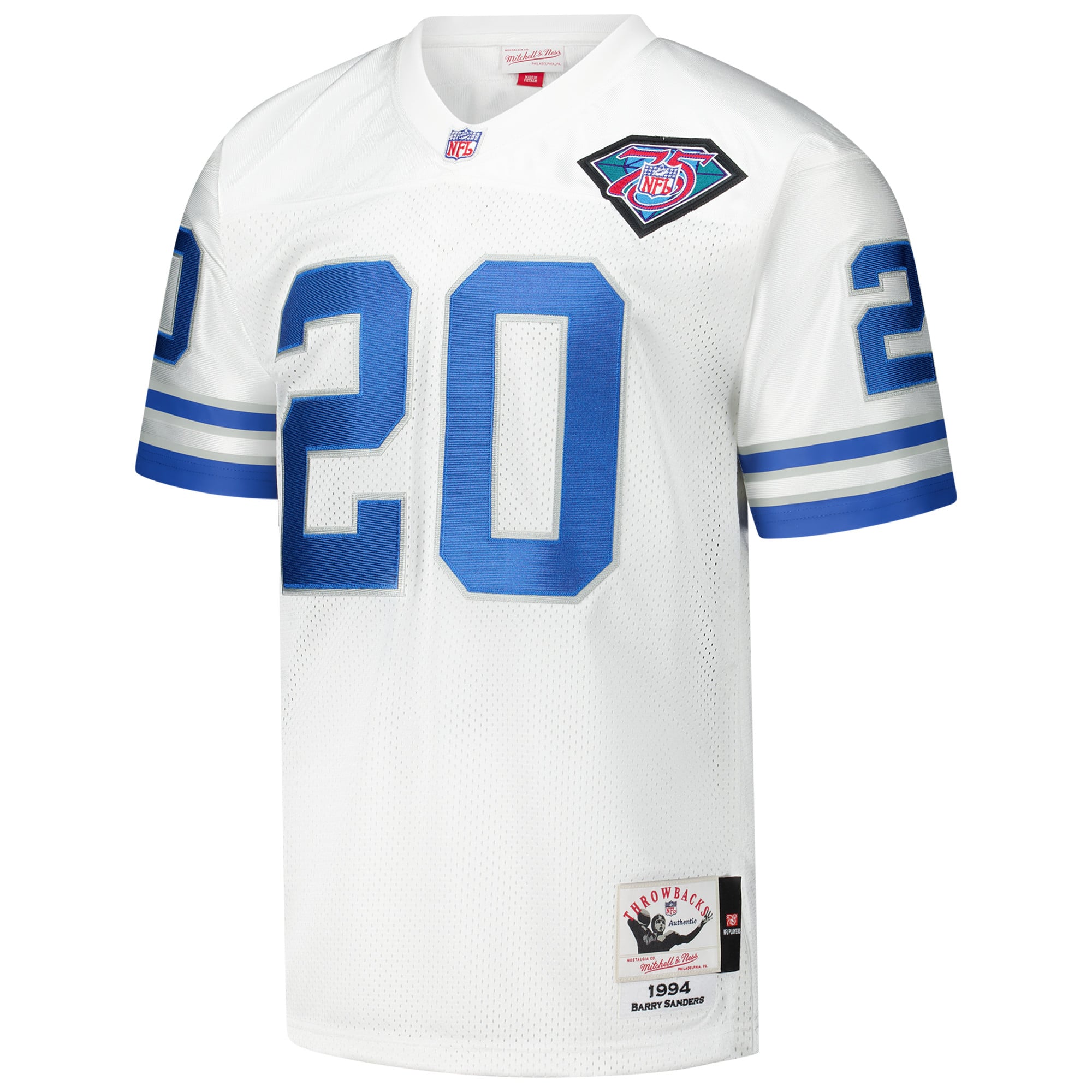 Men's Detroit Lions 1994 Barry Sanders White pro-grade Throwback Retired Player Jersey
