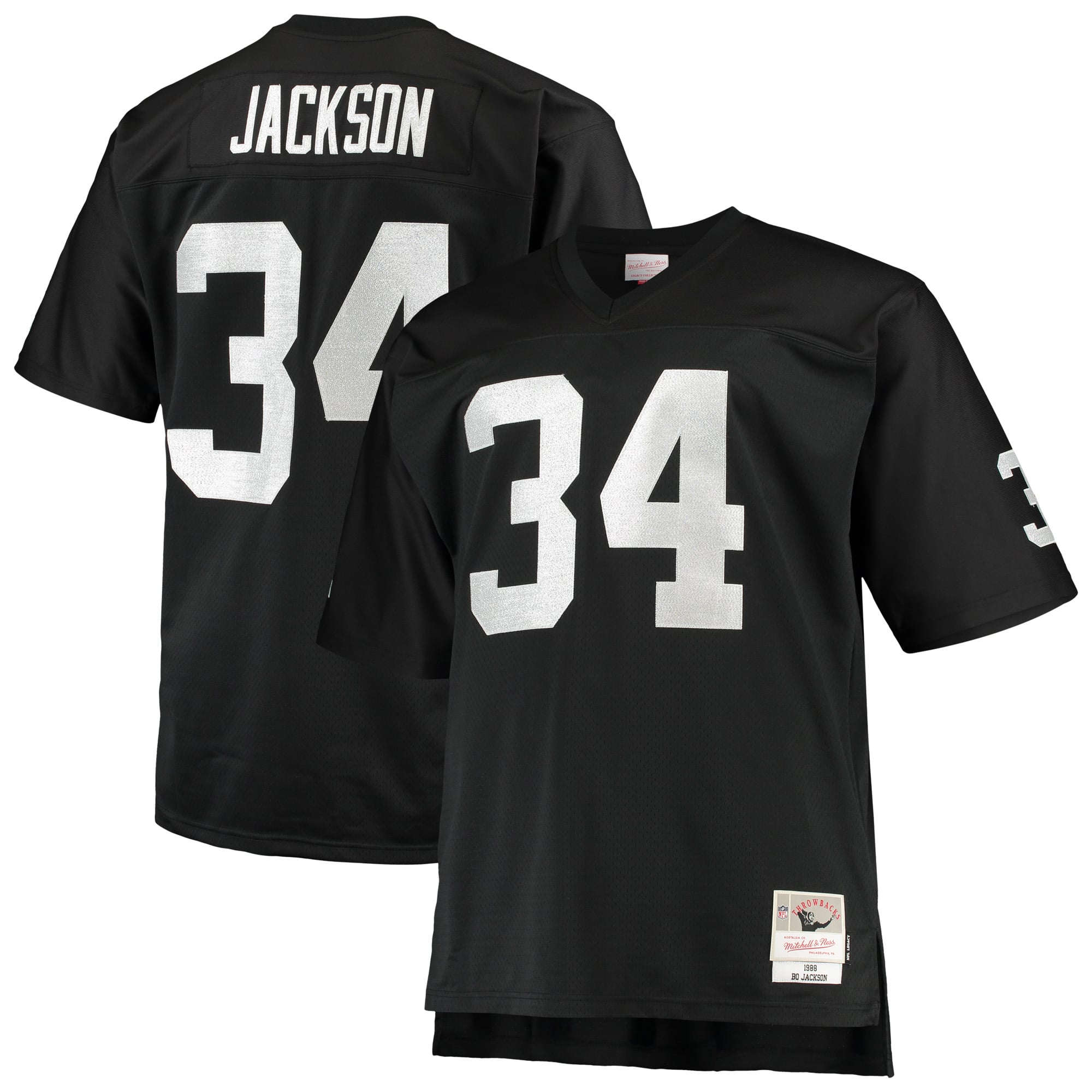 Men's Las Vegas Raiders Bo Jackson Black Big & Tall 1988 Retired Player Replica Jersey