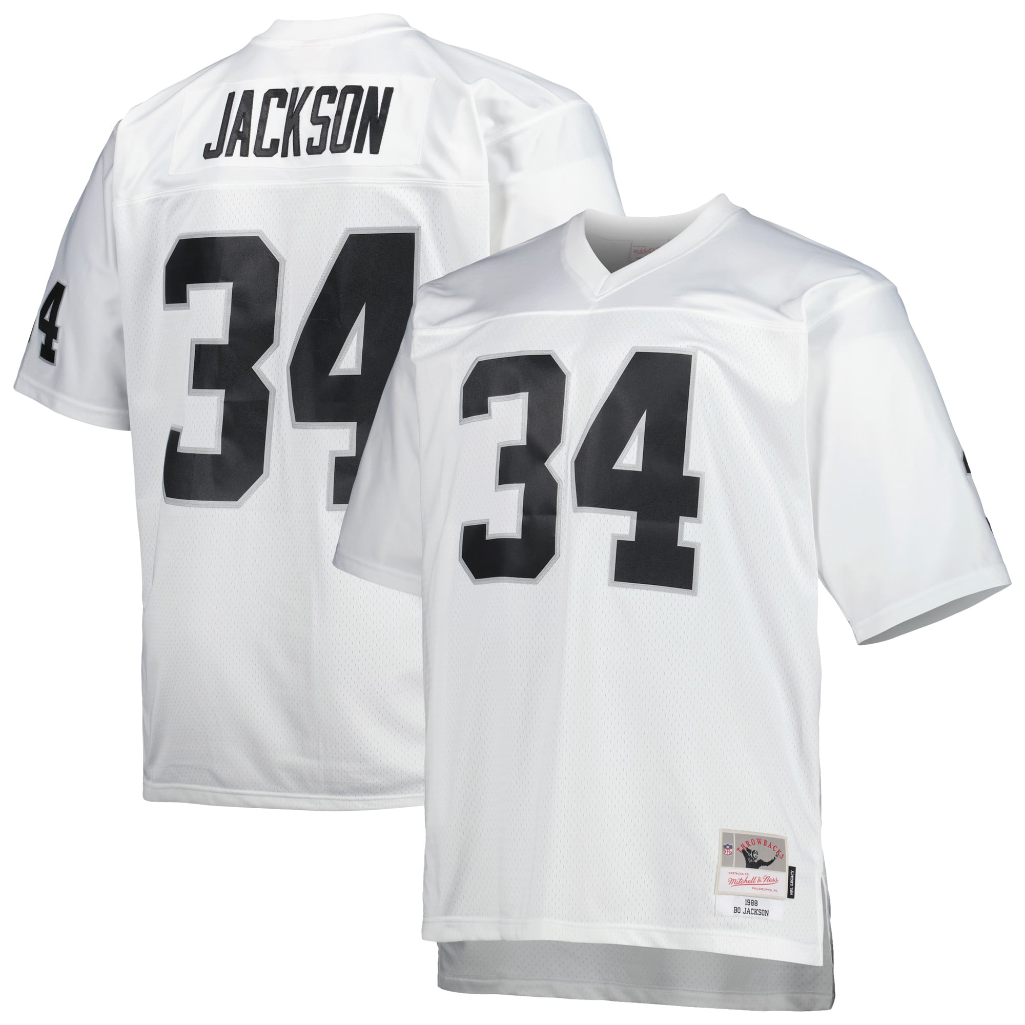 Men's Las Vegas Raiders Bo Jackson White Big & Tall 1988 Retired Player Replica Jersey