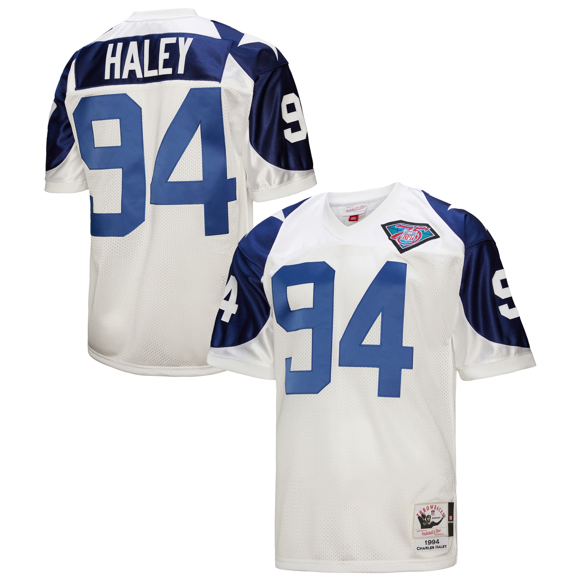 Men's Dallas Cowboys 1994 Charles Haley White pro-grade Throwback Retired Player Jersey
