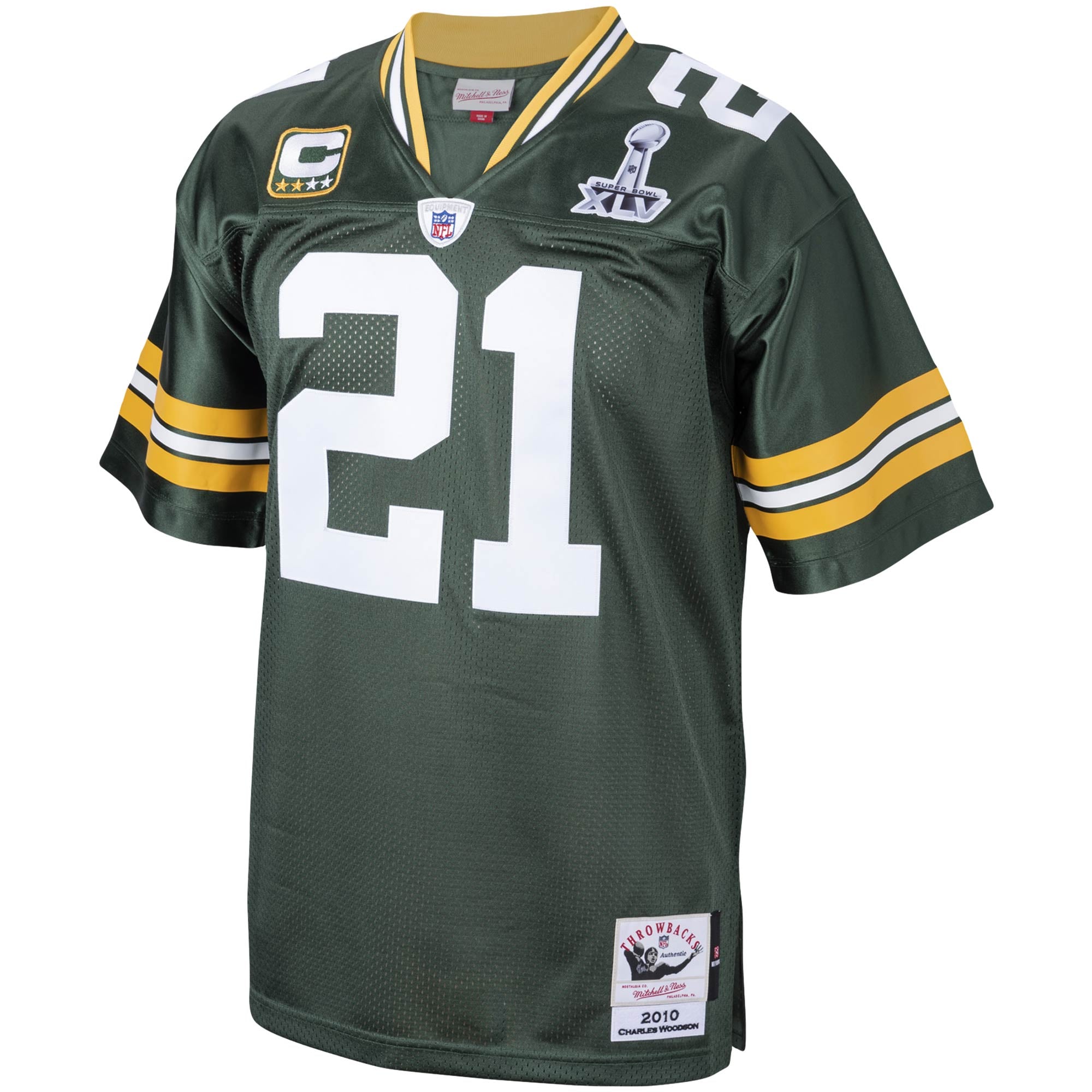 Men's Green Bay Packers 2010 Charles Woodson Green pro-grade Throwback Retired Player Jersey