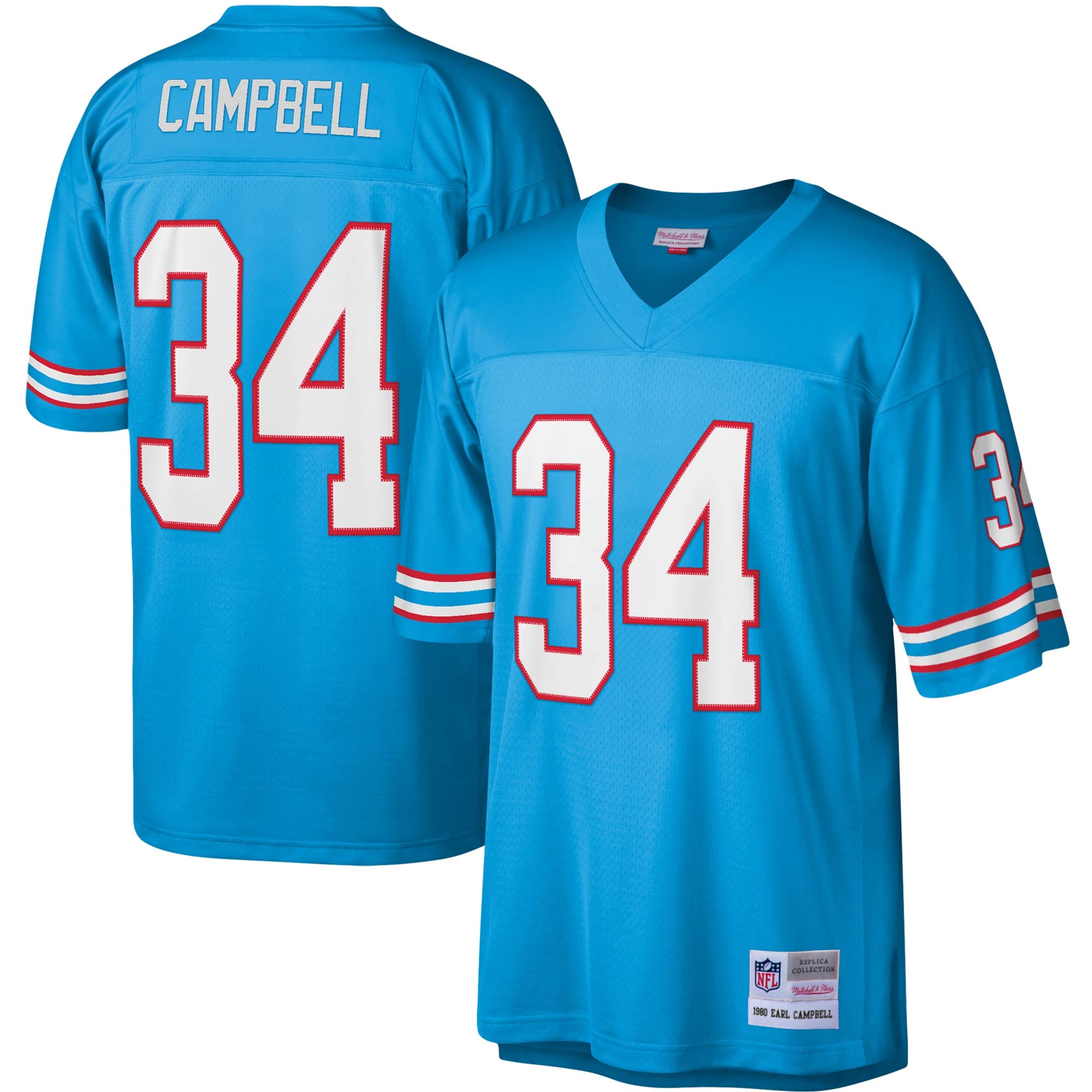 Men's Houston Oilers Earl Campbell Light Blue Legacy Replica Jersey