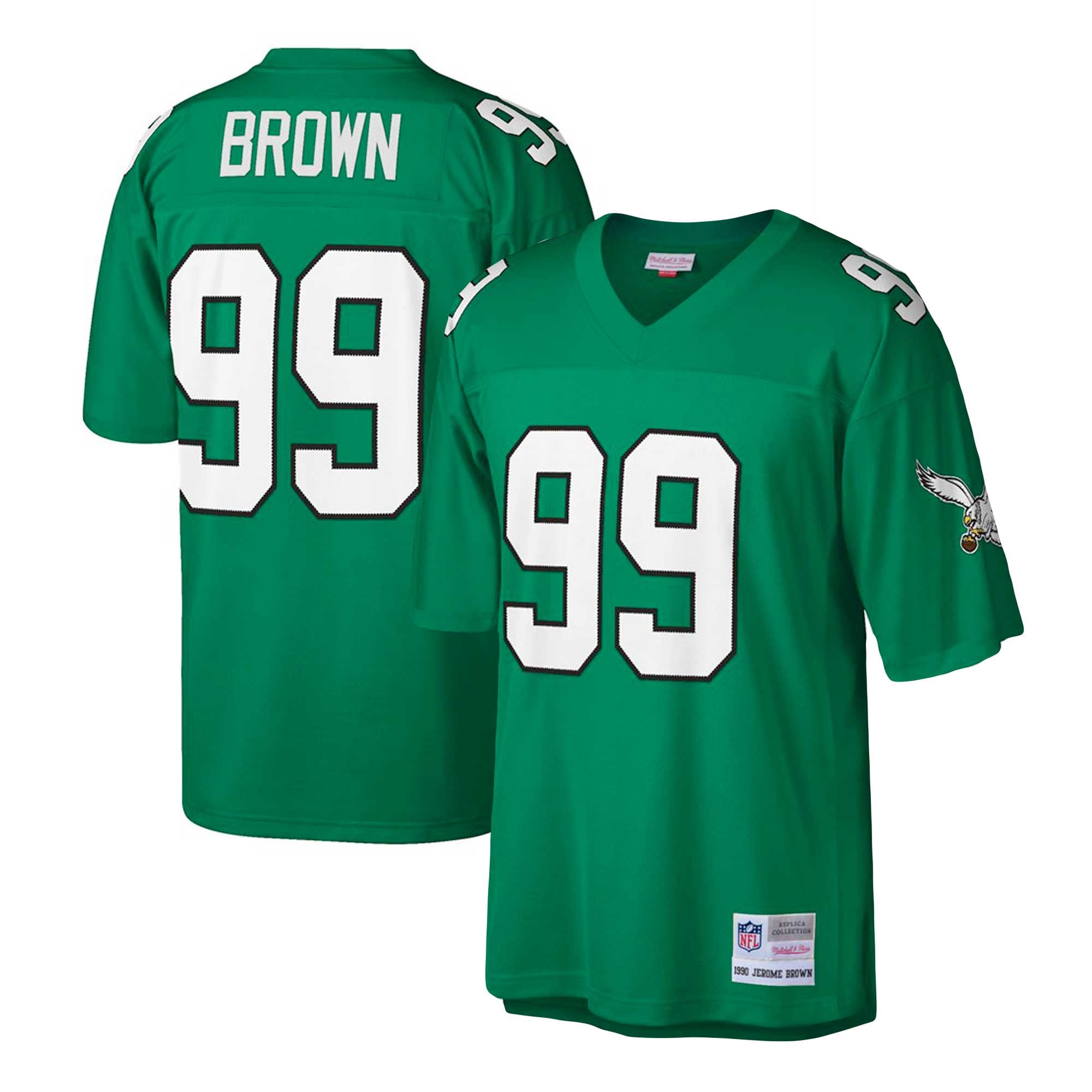Men's Philadelphia Eagles Jerome Brown Kelly Green Big & Tall 1990 Retired Player Replica Jersey