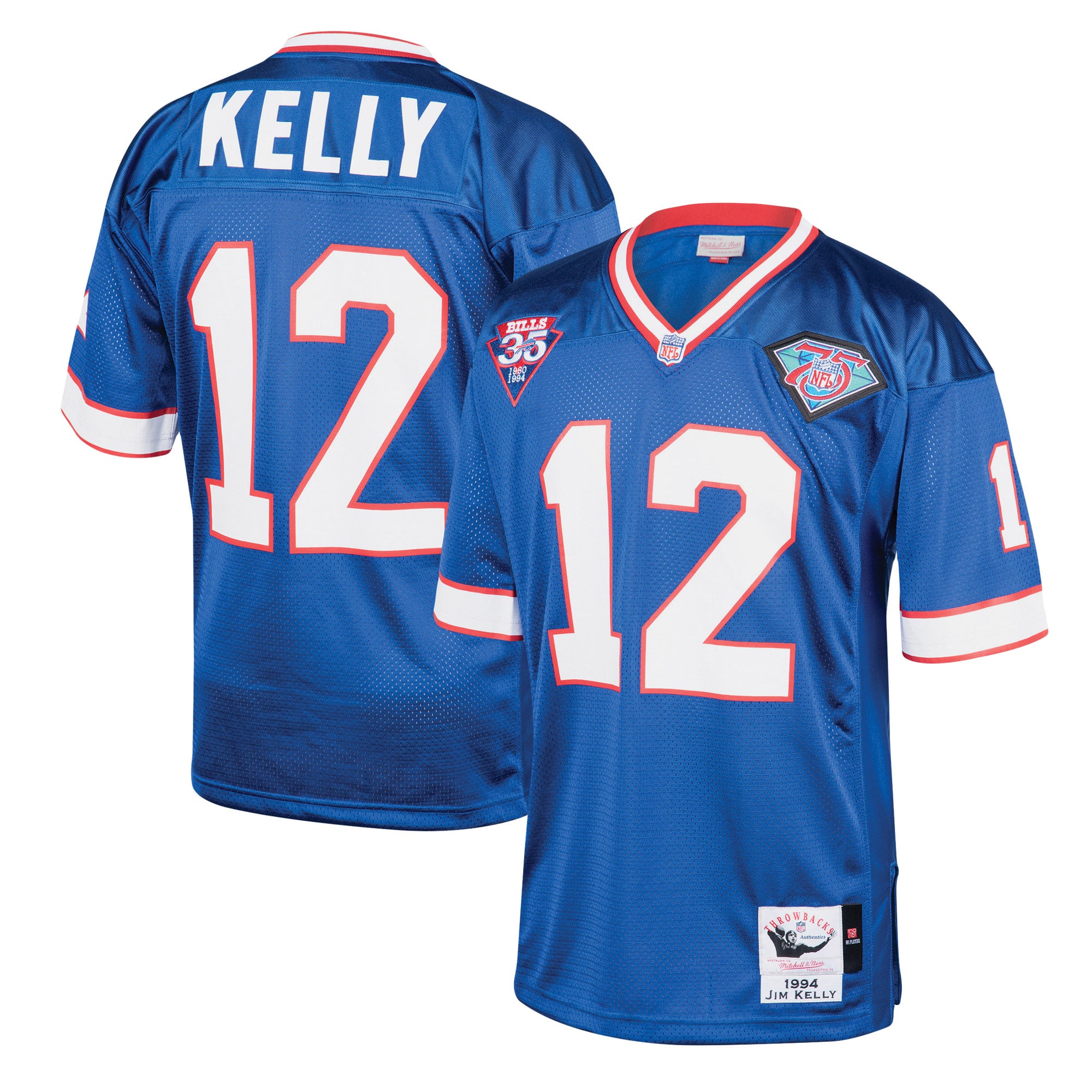 Men's Buffalo Bills 1994 Jim Kelly Royal pro-grade Throwback Retired Player Jersey