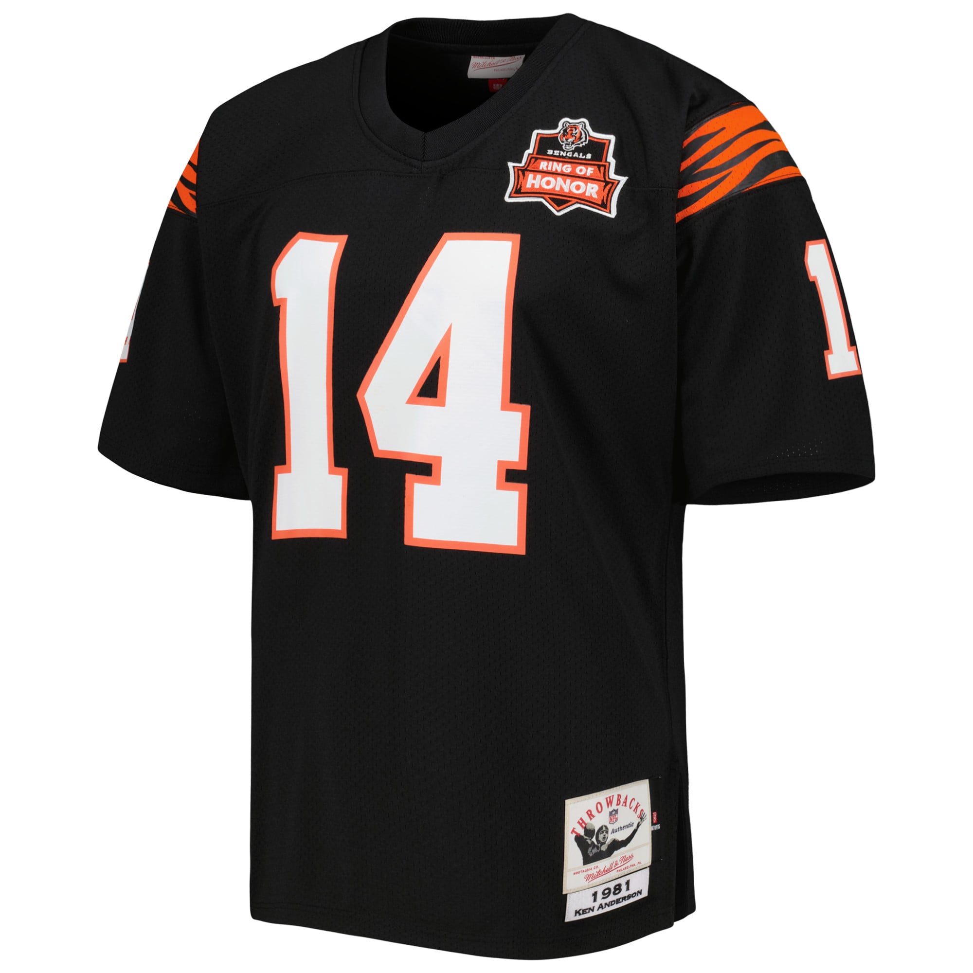 Men's Cincinnati Bengals 1981 Ken Anderson Black pro-grade Throwback Retired Player Jersey