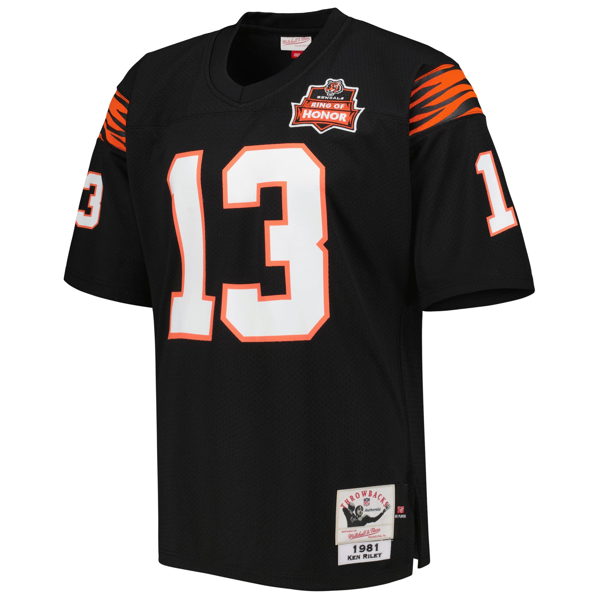Men's Cincinnati Bengals 1981 Ken Riley Black pro-grade Throwback Retired Player Jersey