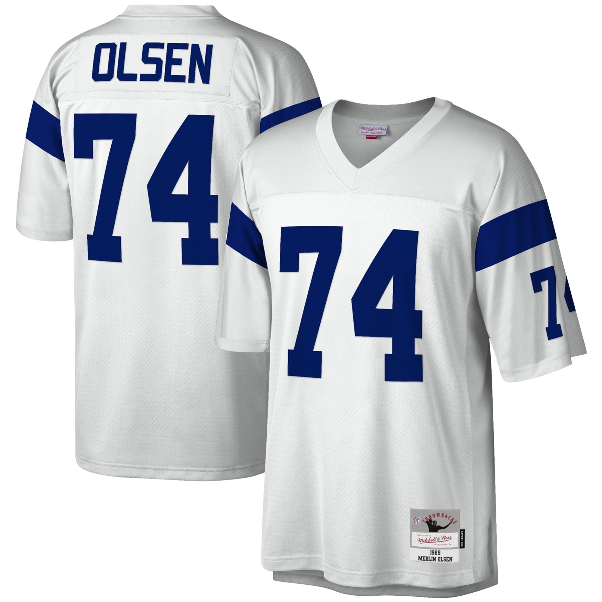 Men's Los Angeles Rams Merlin Olsen White Legacy Replica Jersey