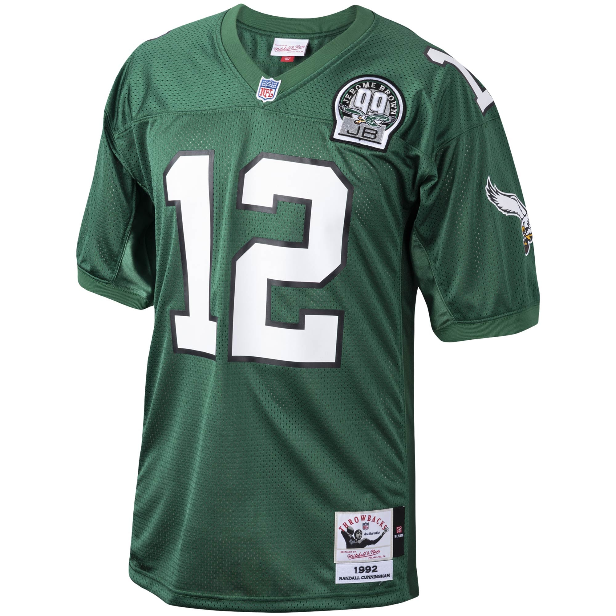 Men's Philadelphia Eagles 1992 Randall Cunningham Green pro-grade Throwback Retired Player Jersey