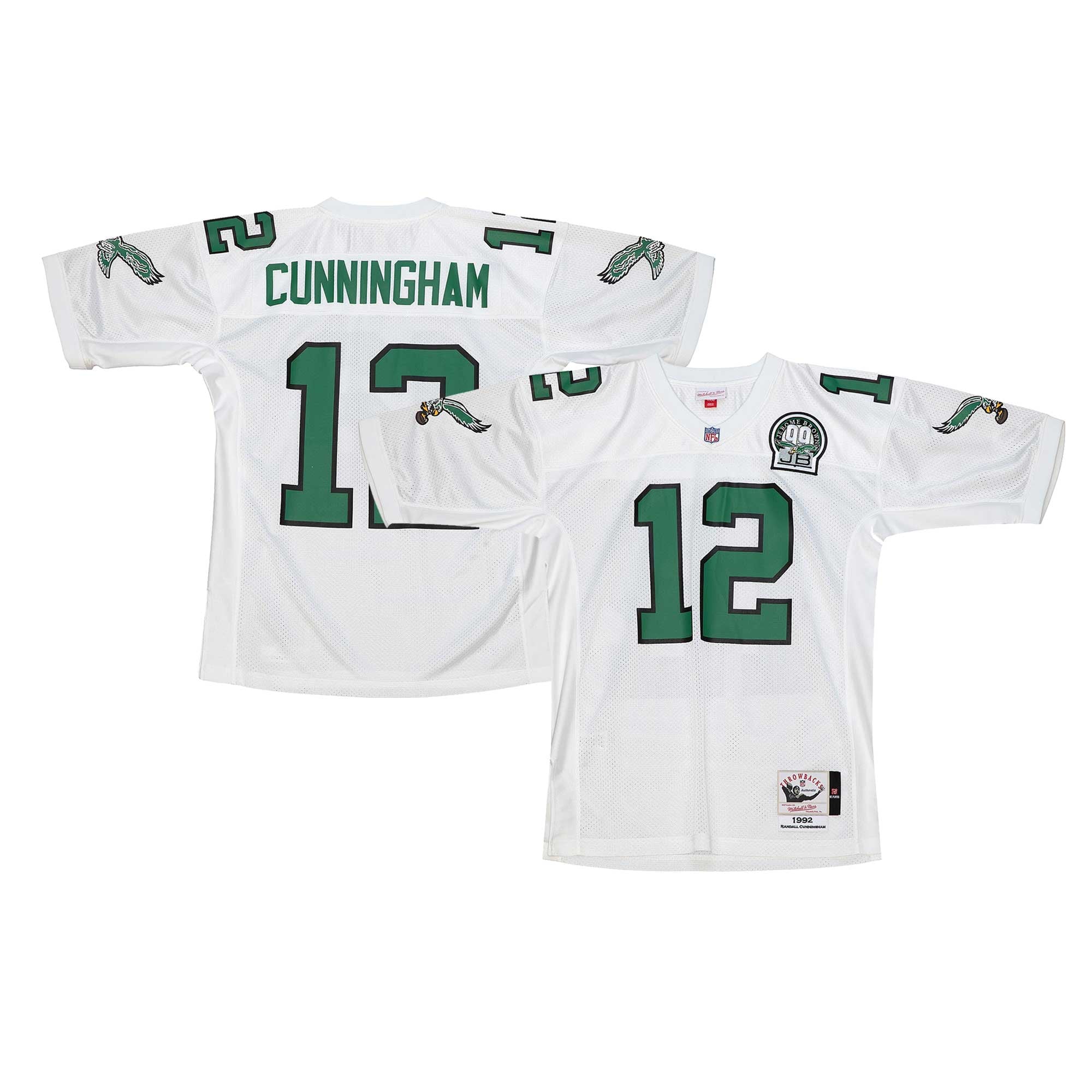 Men's Philadelphia Eagles 1992 Randall Cunningham White pro-grade Throwback Retired Player Jersey