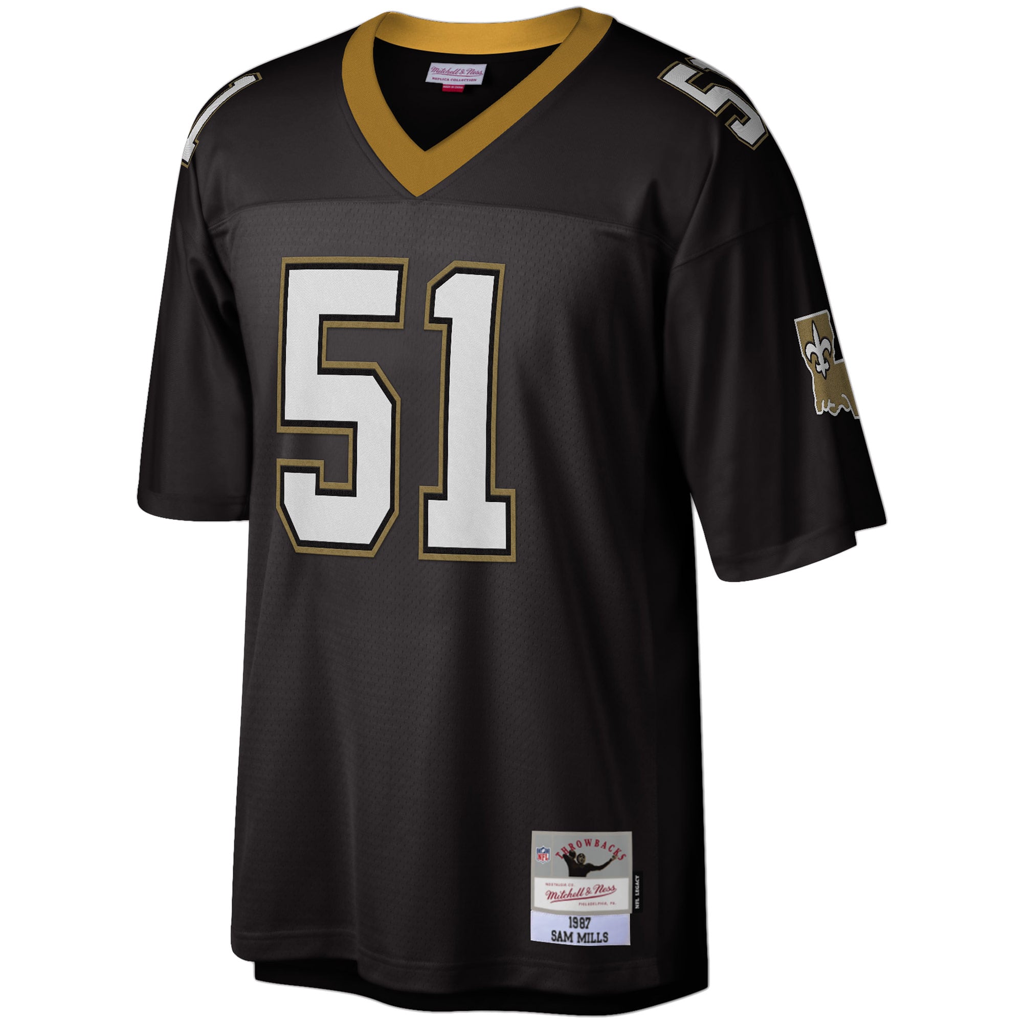 Men's New Orleans Saints Sam Mills Black Legacy Replica Jersey