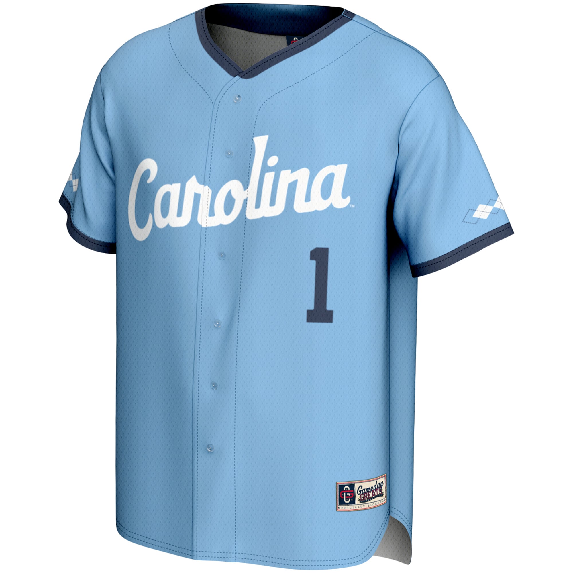 Men's #1 Carolina Blue North Carolina Tar Heels Lightweight Baseball Jersey