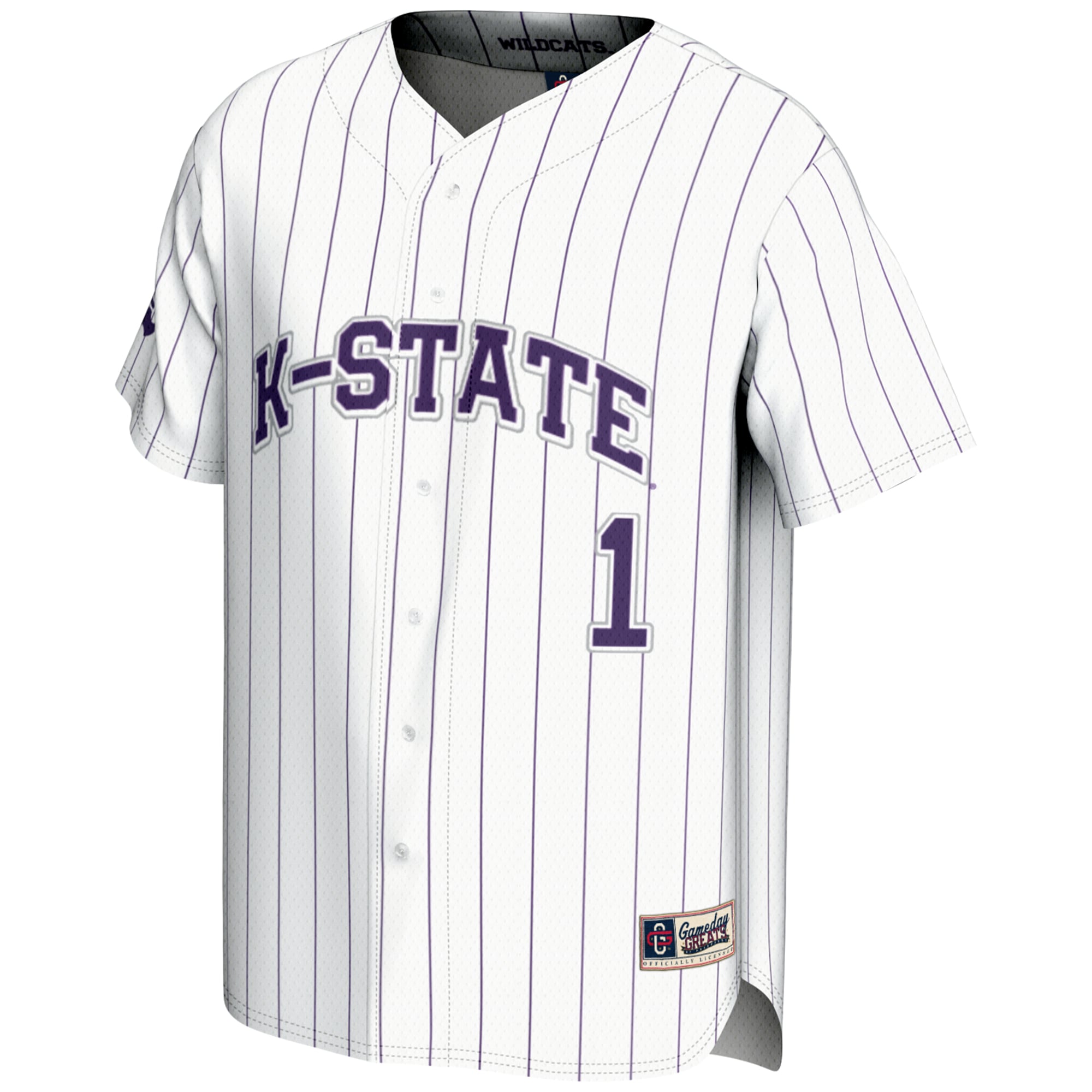Men's #1 White Kansas State Wildcats Lightweight Baseball Jersey