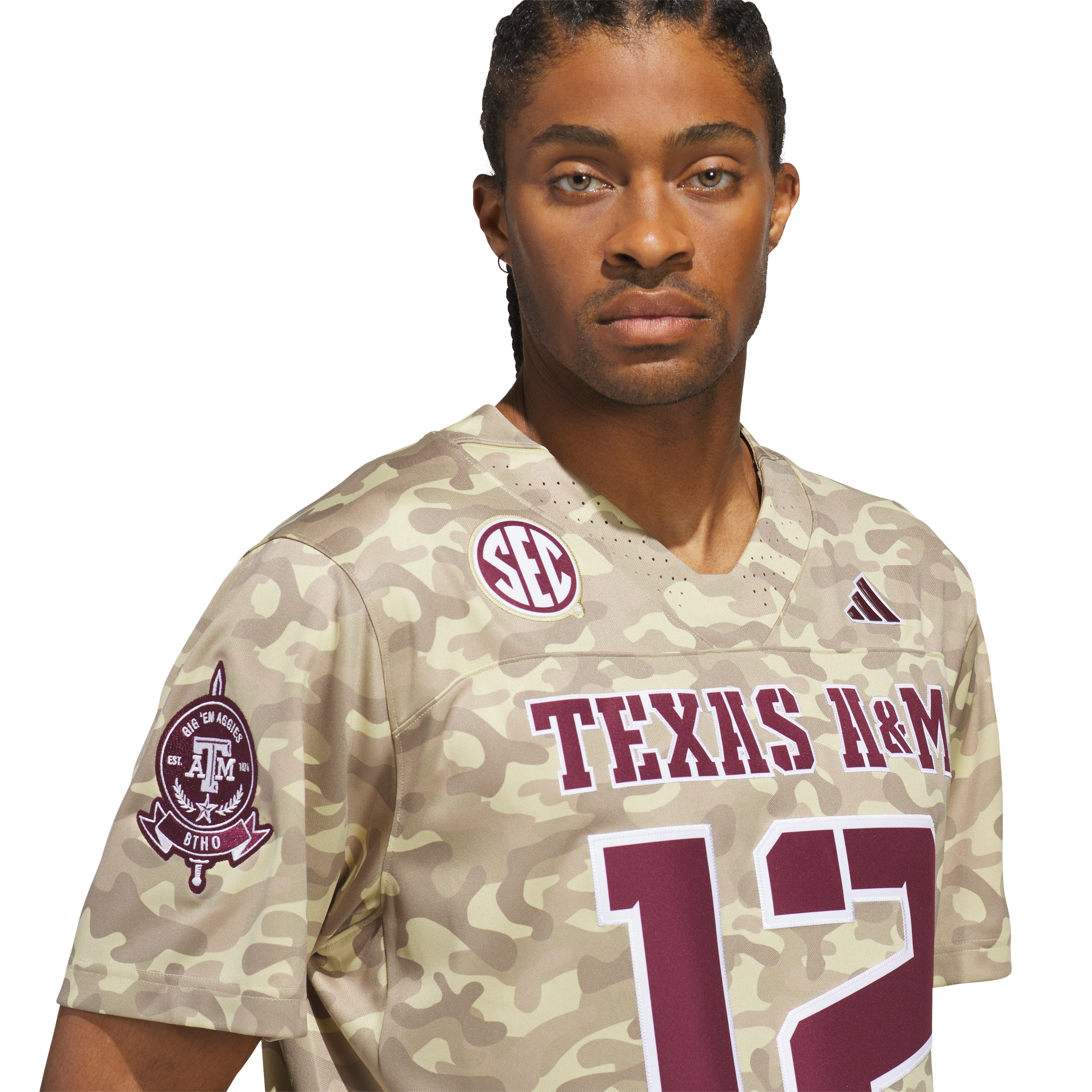 Men's #12 Beige Texas A&M Aggies Honor & Support Premier Strategy Jersey